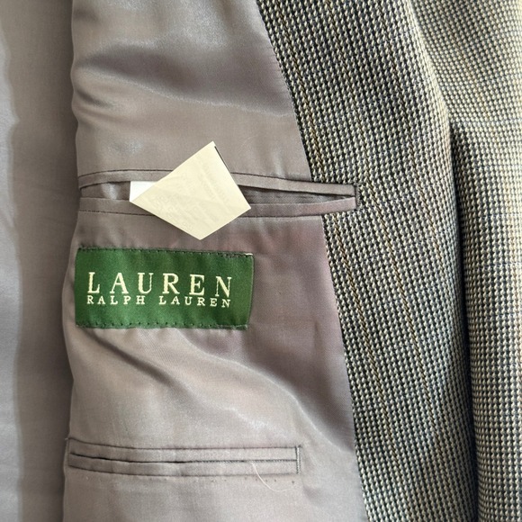 Ralph Lauren 46R Wool Glen Plaid Sport Coat Blazer Mens brown gray black - Picture 7 of 14